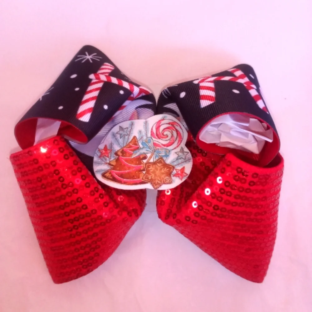 Christmas girls bow handmade ( box pink #1)